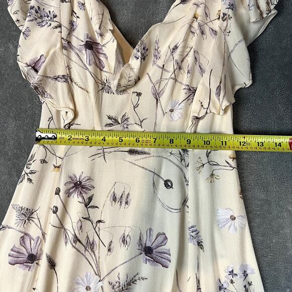 H&M Maxi Dress Women's XS White Floral Flounce Coquette Fairycore Whimsical - Picture 5 of 8